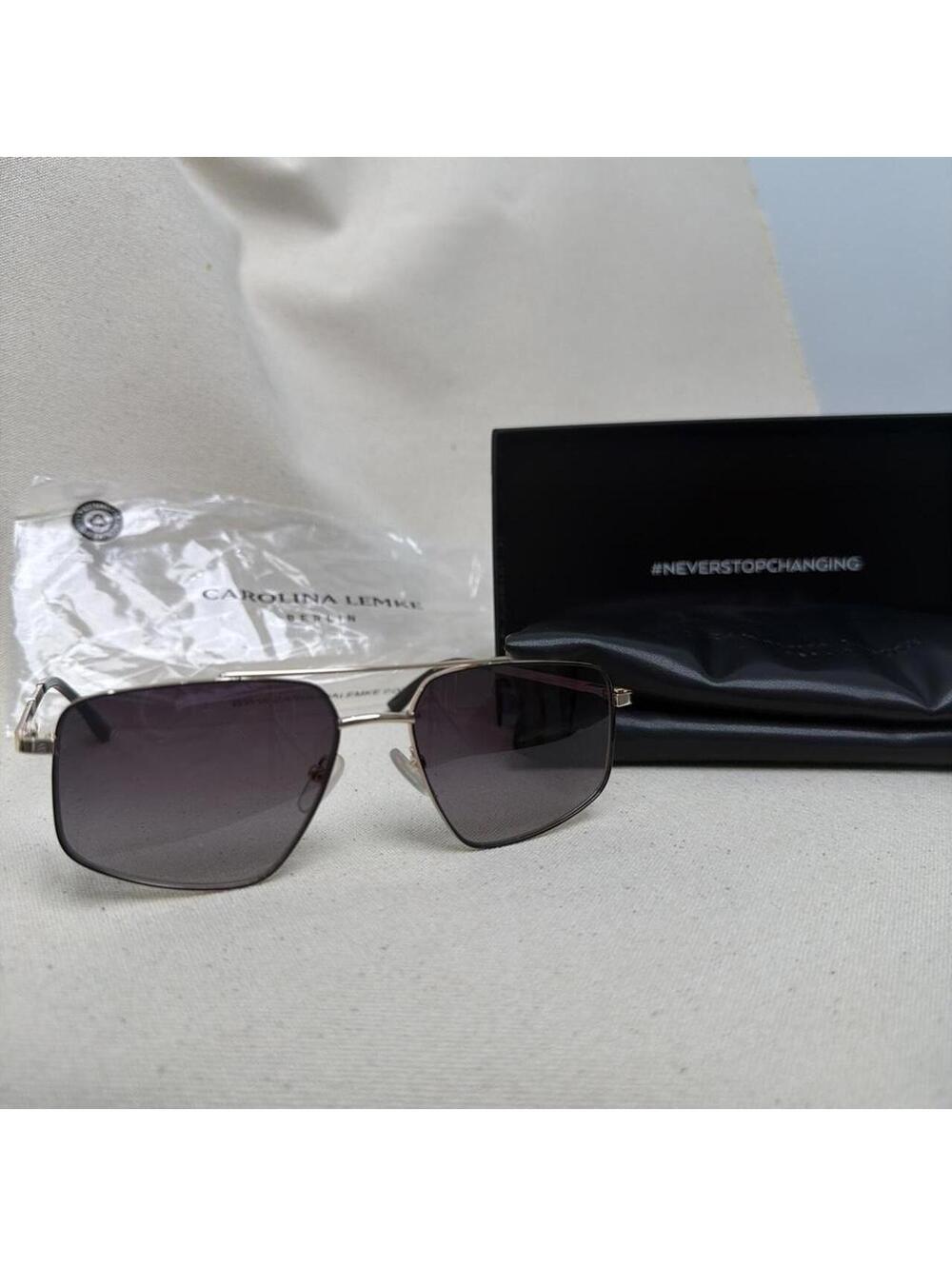 Carolina Lemke Berlin Sunglasses Rose Gold Navigator Double Bridge New